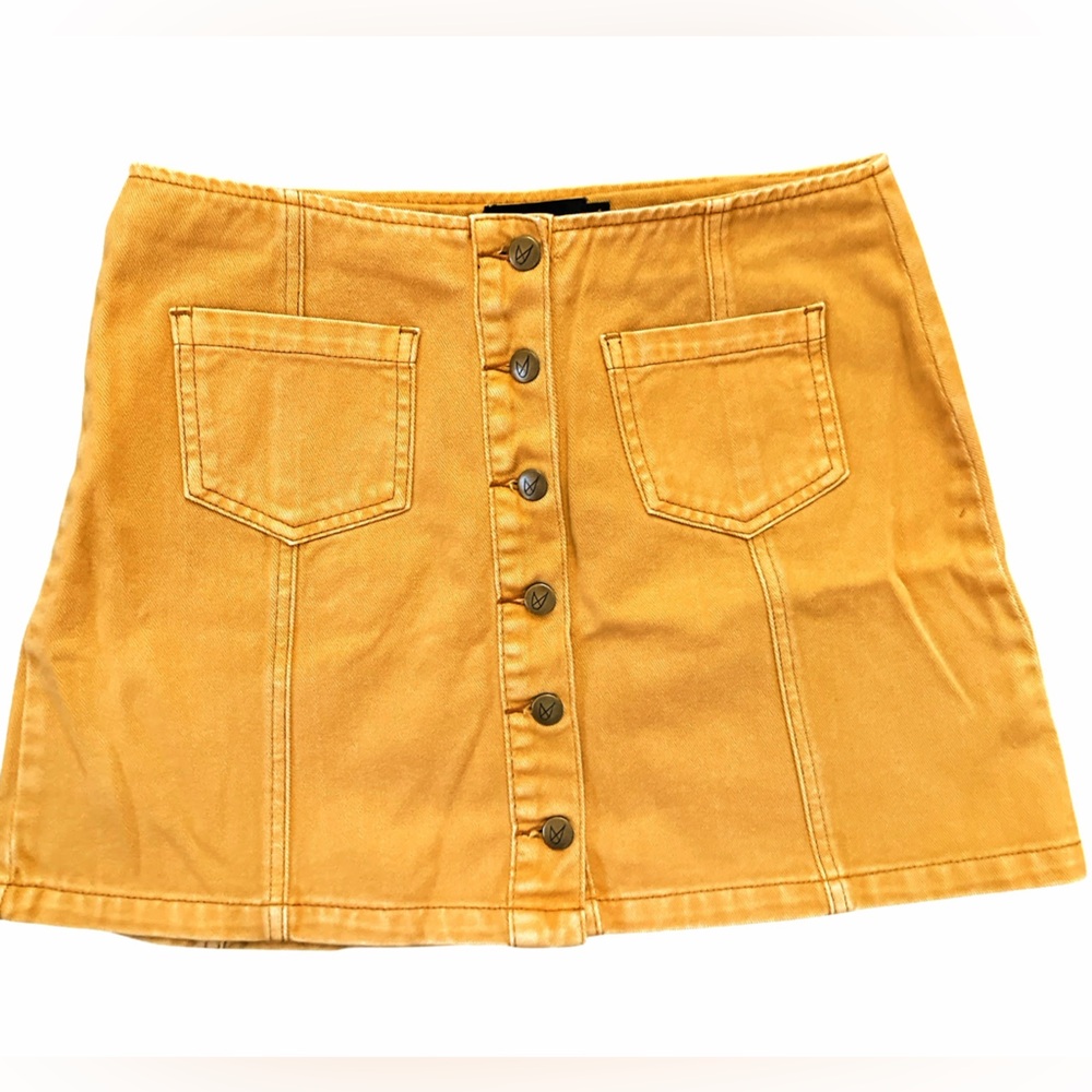 Honey Mustard Yellow Button-Down Mini Skirt Size L by MINKPINK large